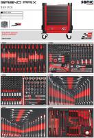 Įrankių vežimėlis su įrankiais Tool trolley/box, number of tools: 369 pcs, wys/sze/gł: 1035/589/532mm, colour: black/red, series: S9, Limited edition GRAND PRIX