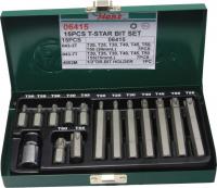 Šešiakampių raktų TORX komplektas Antgalių rinkinys 14 vnt., profilis: TORX, matmuo TORX / E-TORX: T20, T25, T30, T40, T45, T50, T55, pakuotė: metalinė dėžutė