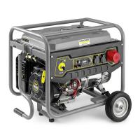 Benzininis generatorius Elektros generatorius degalų rūšis: Benzinas 230/400V, variklio galia 16,1 AG, maksimali galia: 2,5/7,5kW, vardinė srovė: 10,8A, lizdai: 1x12V DC, 1x16A (400V), 2x16A (230V); paleidimas: elektrinis/ra