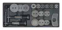 Specialūs įrankiai stabdžių sistemai Stabdžių stūmoklių presavimo ir varžtų komplektas 18 vnt., dešinysis ir kairysis sriegiai, skirti AP24xx