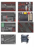 Įrankių vežimėlis su įrankiais Įrankių vežimėlis su įrankiais, įrankių skaičius: 349 vnt., visų stalčių skaičius: 8, įdėklo tipas: putos, spalva: pilka, serija: S9, 1035/859/532 mm
