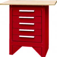 Įrankių spinta PROFITOOL cabinet workshop, with a wooden table top, 5 drawers, Dimensions: szer.838 H 852, D. 508, RED