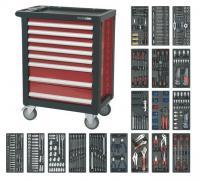 Įrankių vežimėlis su įrankiais Įrankių vežimėlis su įrankiais, įrankių skaičius: 707 vnt., spalva: raudona, 958/766/465 mm