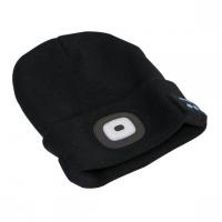 Kepurės „SEALEY“ žieminė kepurė su 4 SMD LED lempa ir „Bluetooth“ ausinėmis, lempa įkraunama per USB jungtį