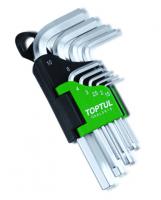 Šešiakampių raktų HEX komplektas Šešiakampių raktų rinkinys  HEX  9 vnt. Trumpi  1.5, 2, 2.5, 3, 4, 5, 6, 8, 10 mm.