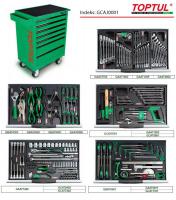 Įrankių vežimėlis su įrankiais Įrankių vežimėlis su įrankiais, įrankių skaičius: 227 vnt., visų stalčių skaičius: 7, įdėklo tipas: A2; B3; plastikinis, spalva: žalia, serija: GENERAL SERIES, 857/1015/687/459 mm