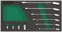 Įrankių vežimėlio įdėklas TOPTUL  Įrankių vežimėlio įdėklas, stabdžių sistemos įrankiai 10vnt., adapteriai 1/4", 1/2", 3/8"